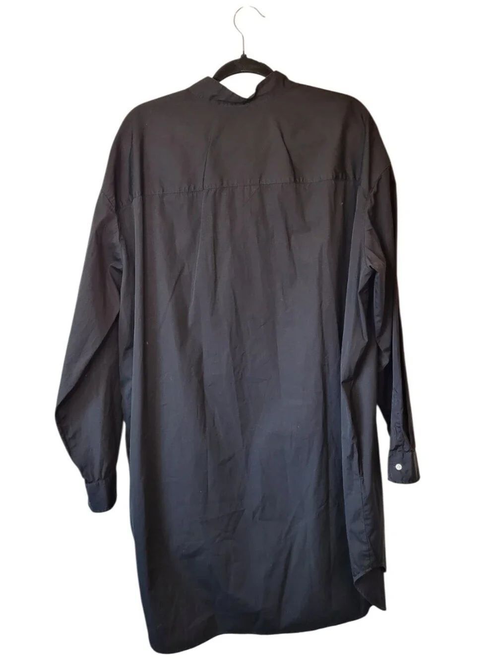 Frank & Eileen Tori Black Longline 100% Cotton Button-Down Shirt Dress Size XL - Picture 4 of 10